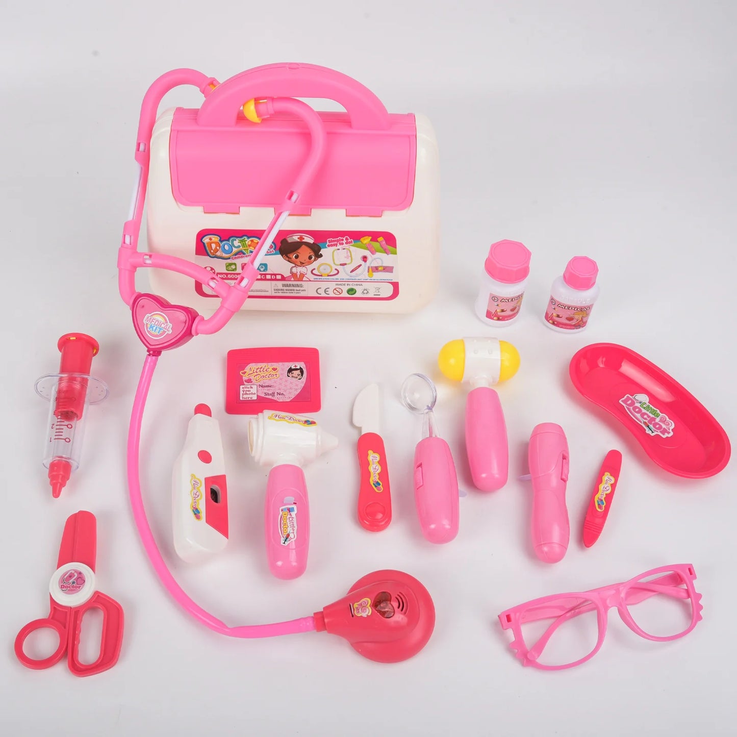 Children's 16 piece set with sound and light medicine box, doctor and nurse's simulated medical tools, family toy