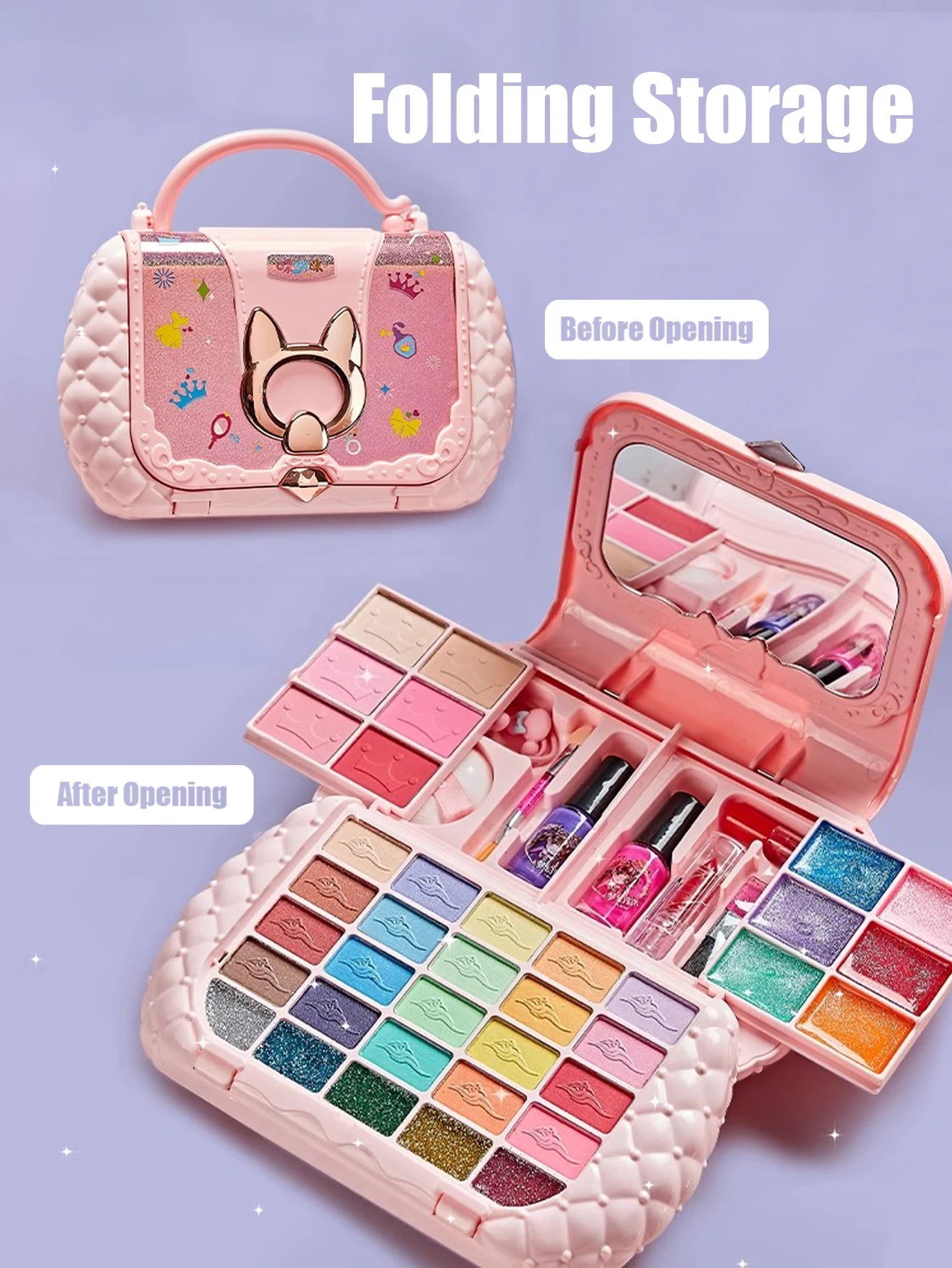 Children's cosmetics set, girl's mirror, princess, real washable, pretending to play with beauty toys, non-toxic and safe gift