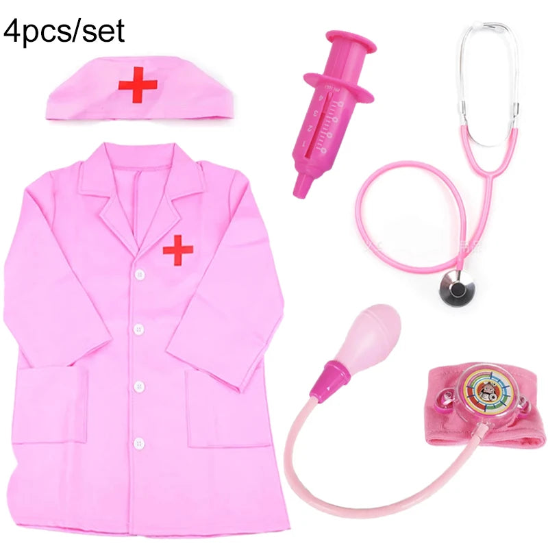 Children Doctors Toy Pretend Play Toys Doctor Nurse Coat Simulated Stethoscope Role-playing Games Festival Gift for Kids TMZ