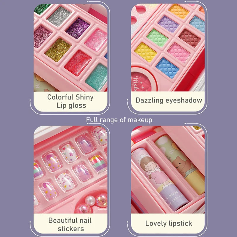 Kids Makeup Kit for Little Girls 49 Pcs Washable Makeup Kit Kids Real Girls Makeup Kit with Cosmetic Case ,Birthday Gifts