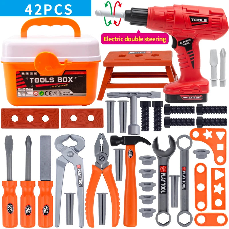 Kids Toolbox Kit Educational Toys Simulation Repair Tools Toys Drill Plastic Game Learning Engineering Puzzle Toys Gifts For Boy