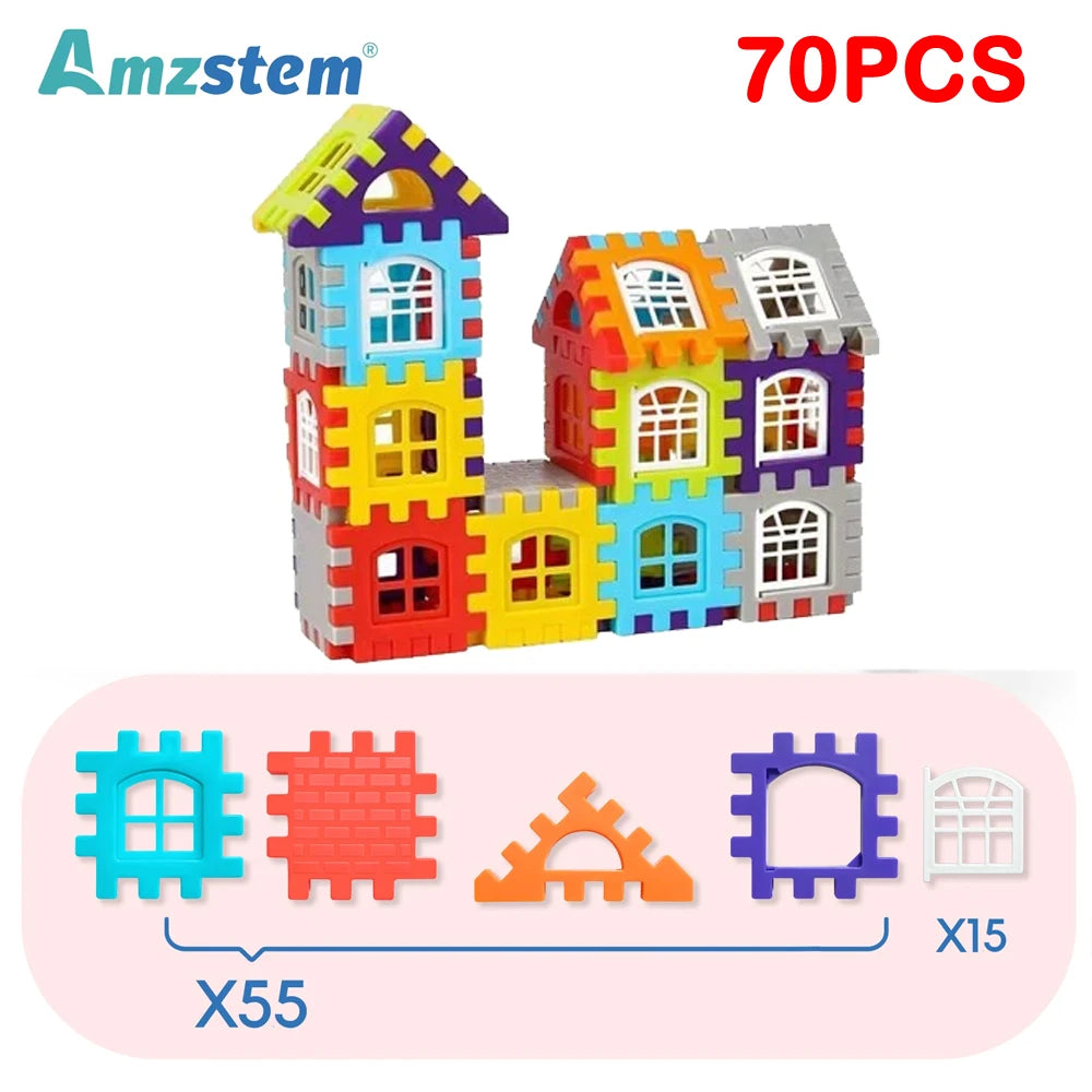 140-25PCS Large Scale House Building Blocks Simulation Window Design Construction Set Kindergarten Toys For Boys And Girls Gift