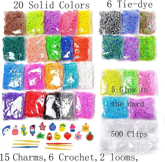 600pcs Colorful Rubber Loom Bands Refill Kit for Boy Girl DIY Craft Gift Set Rubber Band Loom Make Bracelet Children's Toys