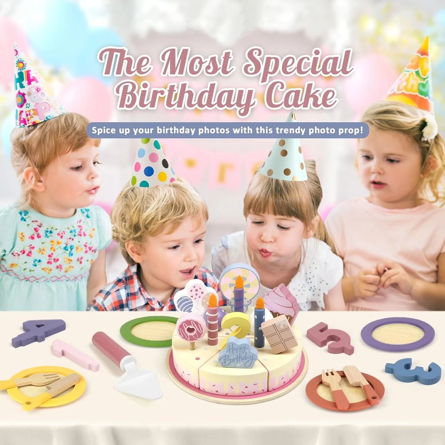 Wooden Kids Kitchen Toys Simulation Birthday Cake Toy Pretend Play Cutting Food Game Children Role Play Toy Gifts for Boy Girl