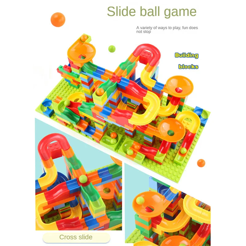 Building block rolling ball slide children's playground puzzle assembly parent-child interactive track building block toys