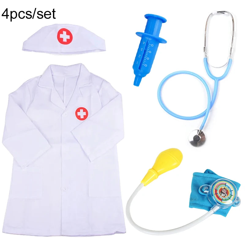 Children Doctors Toy Pretend Play Toys Doctor Nurse Coat Simulated Stethoscope Role-playing Games Festival Gift for Kids TMZ
