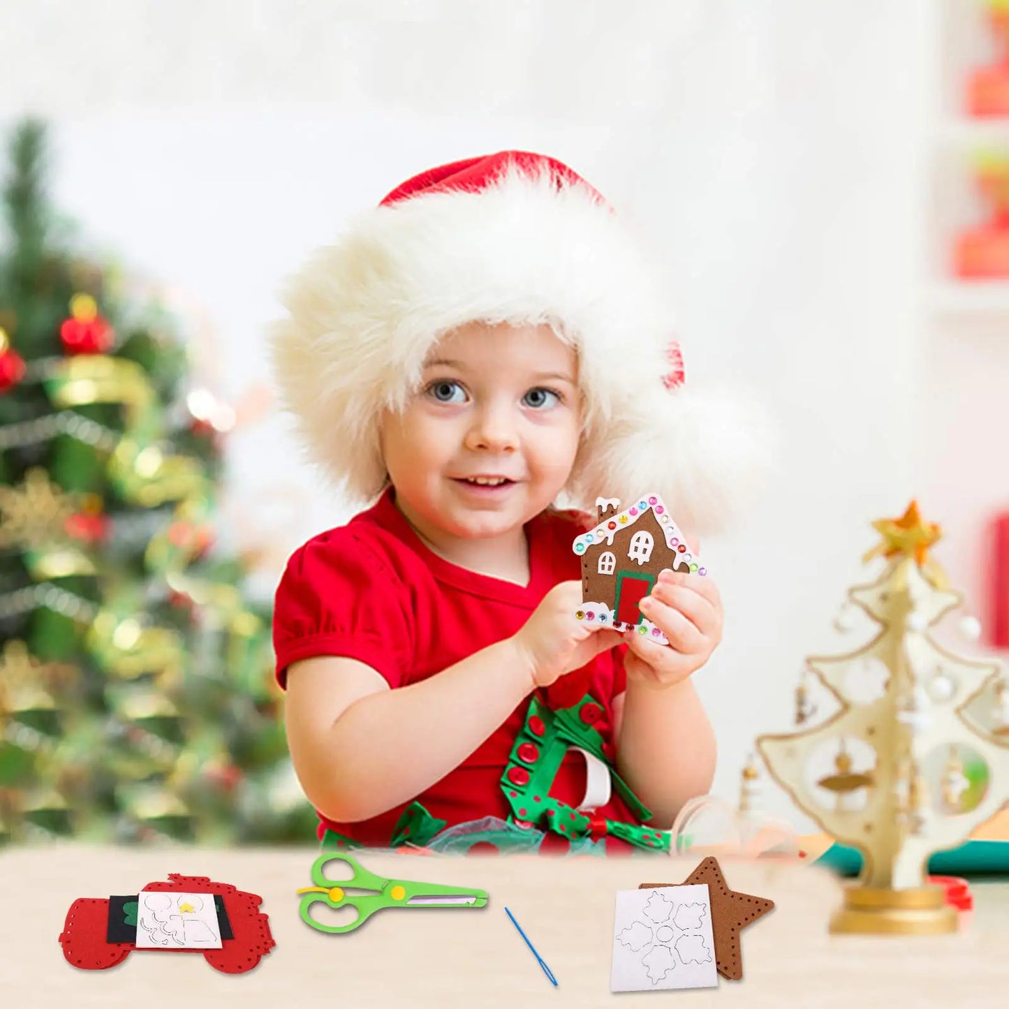 Christmas Sewing Kit for Kids Felt Christmas Ornaments Craft Supplies DIY Activity for Girls and Boys Educational Sewing Gifts