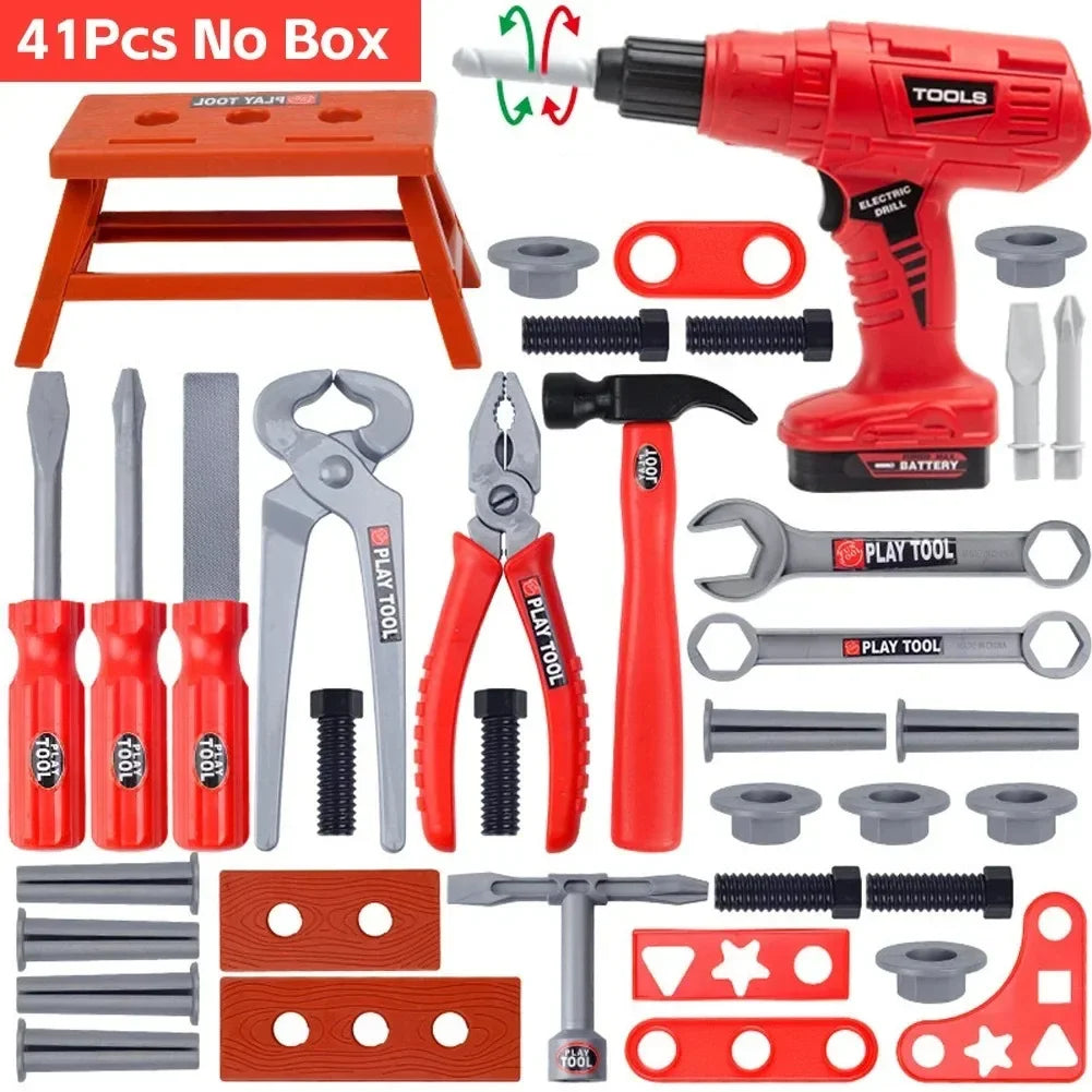 Pretend Tools Kit Toys 38/41 PCS Play Repair Tool Set Engineer Simulated Plastic Construction Toys Toddler Kids Boys Gift