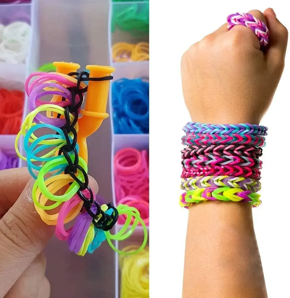 600pcs Colorful Rubber Loom Bands Refill Kit for Boy Girl DIY Craft Gift Set  Rubber Band Loom Make Bracelet Children's Toys