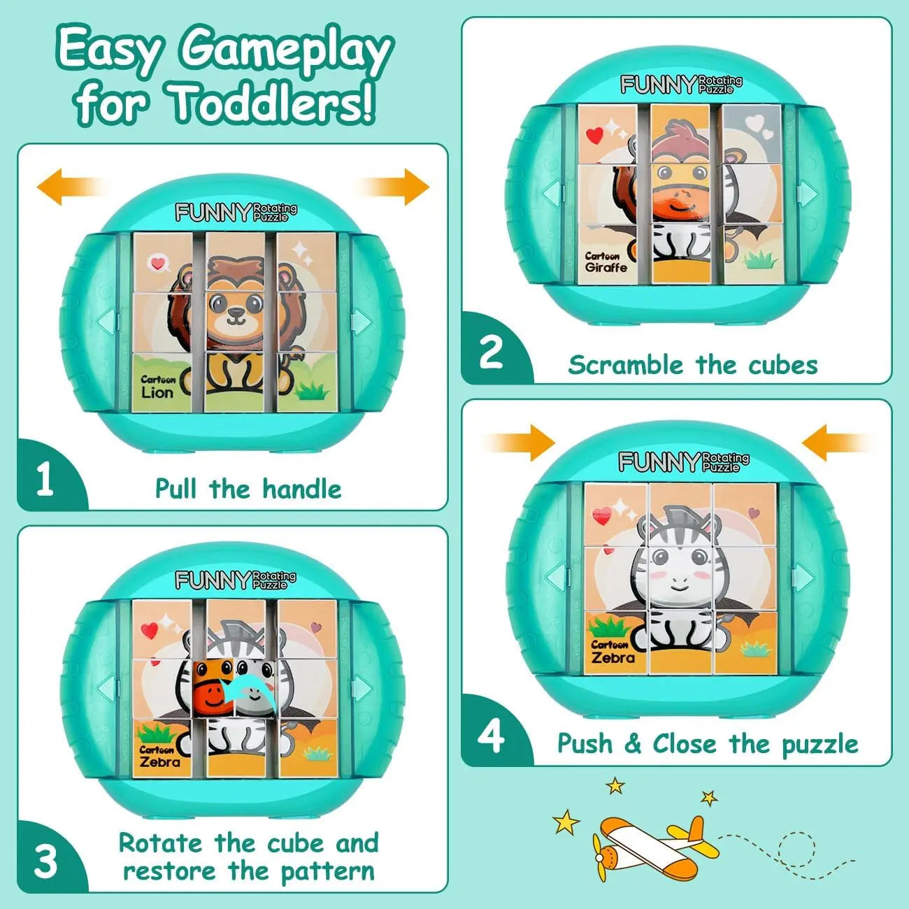 4IN1 Rotating Puzzle for Kids Fidget Toys 3 4 5 6 7 8 Year Old 4 Puzzles in 1  Fine Motor Skills, Gift for Boys & Girls Ages 3+