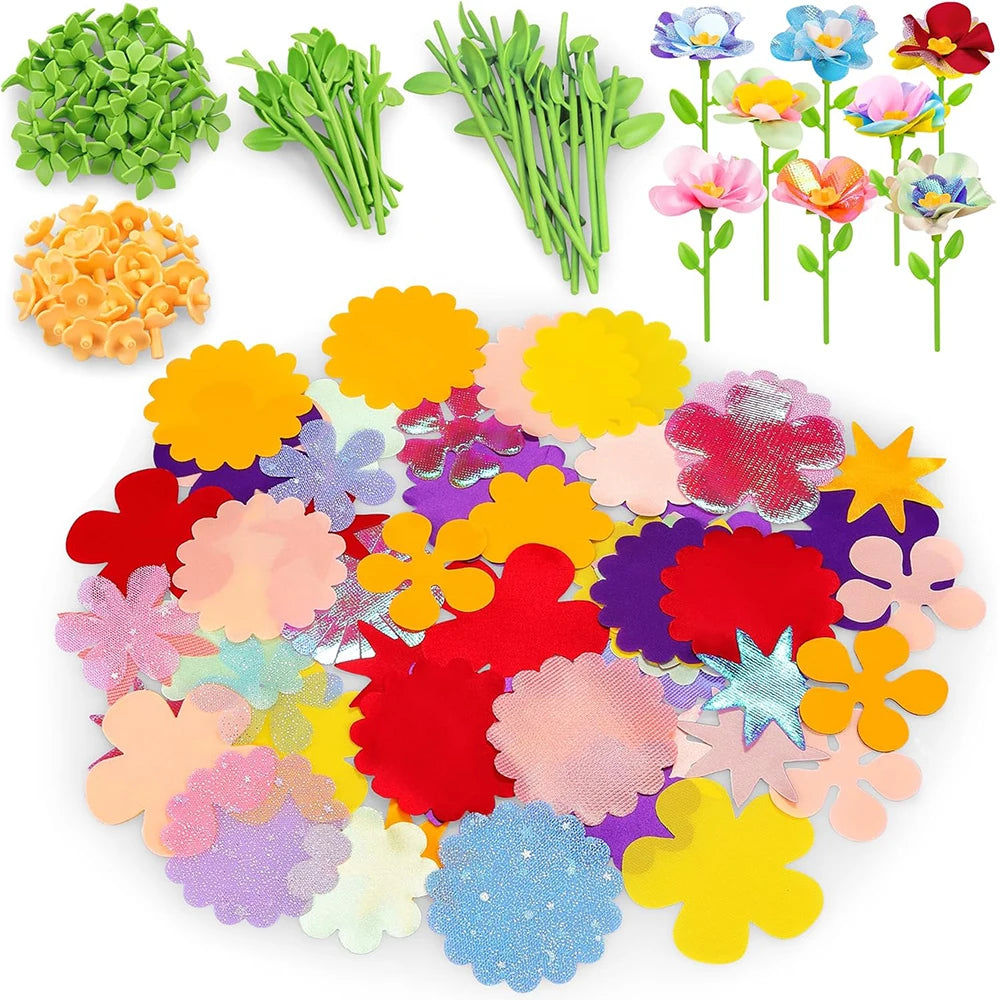 Fabric Flower Bouquets Toys DIY Craft Kits Kids-Flowers Market Toy Build Flower Bouquet Toddler Girl Educational Activity Gifts
