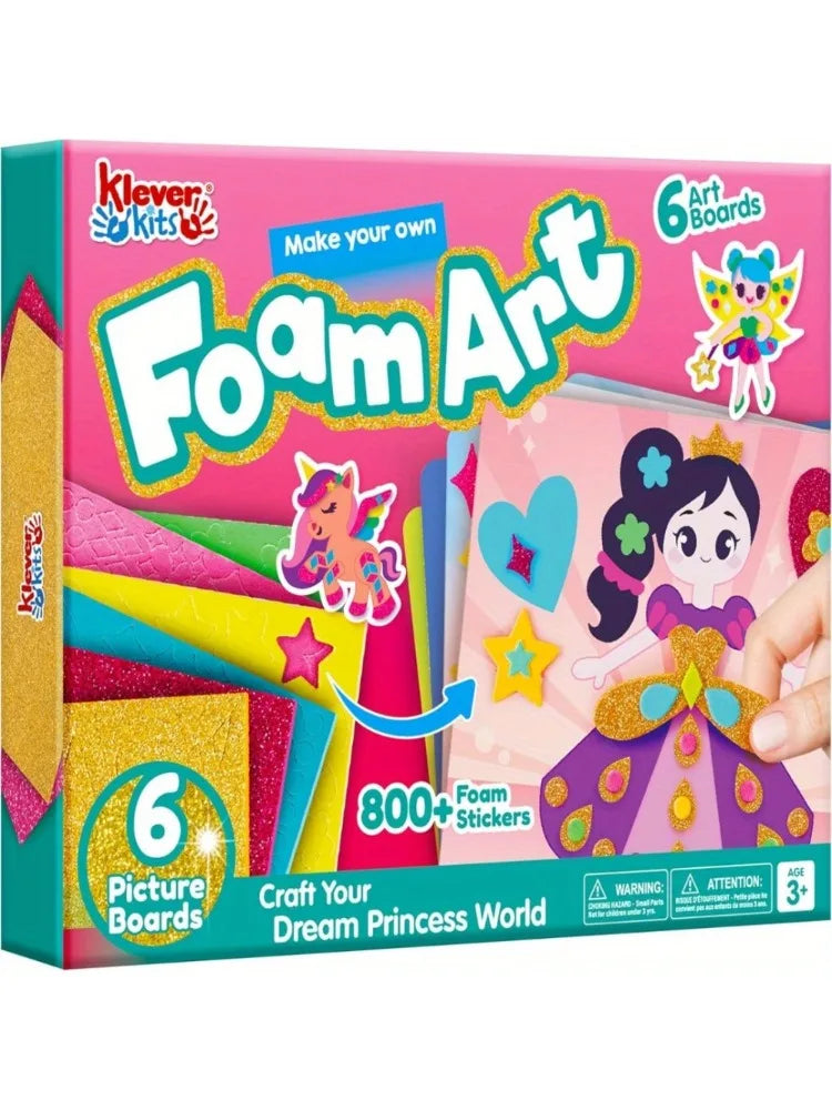 JOYFY Kids Foam Art Kit EVA Foam Stickers with 6 Art Board and 800+ Stickers DIY Arts Crafts for Boys Girls Age 3+ Birthday Gift