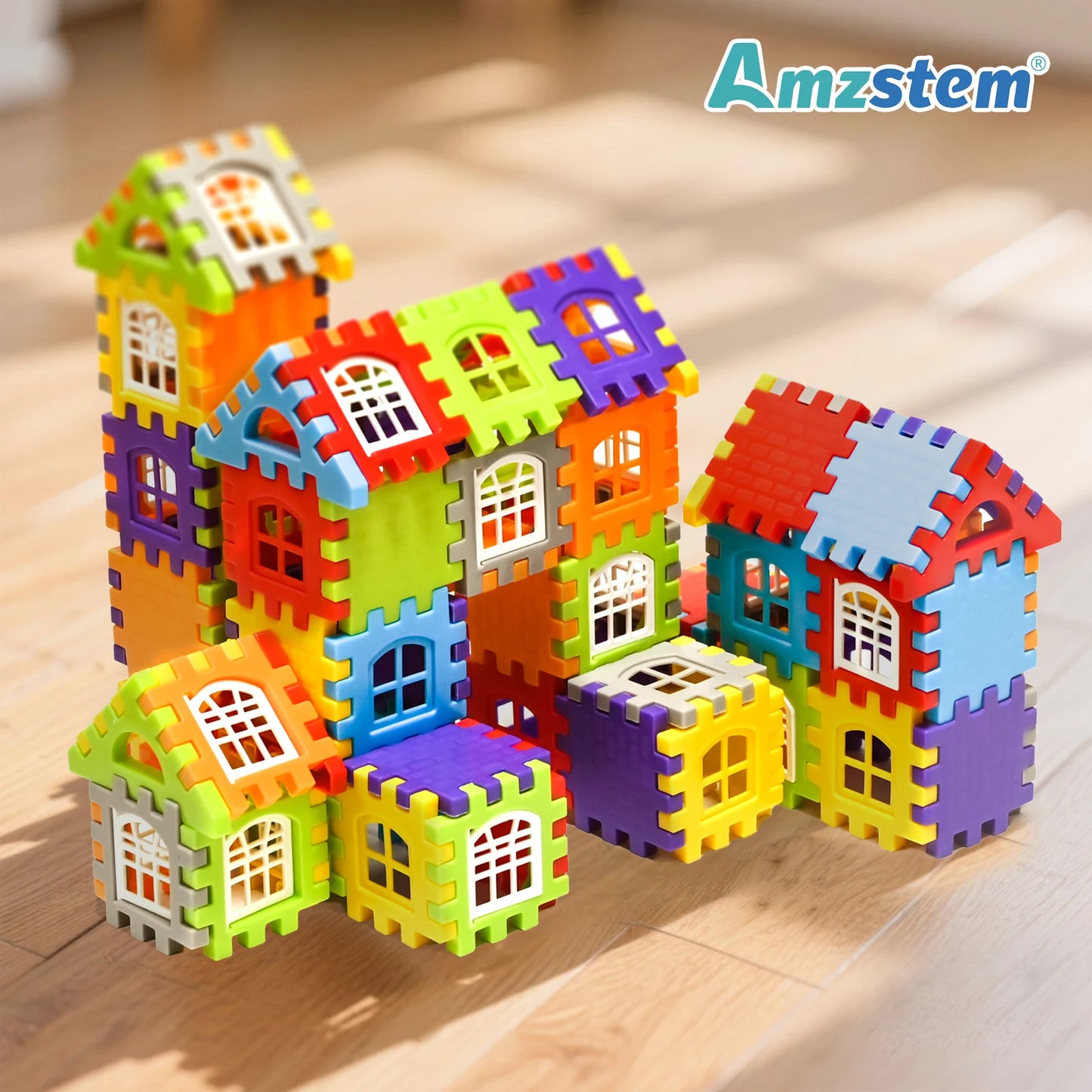 140-25PCS Large Scale House Building Blocks Simulation Window Design Construction Set Kindergarten Toys For Boys And Girls Gift
