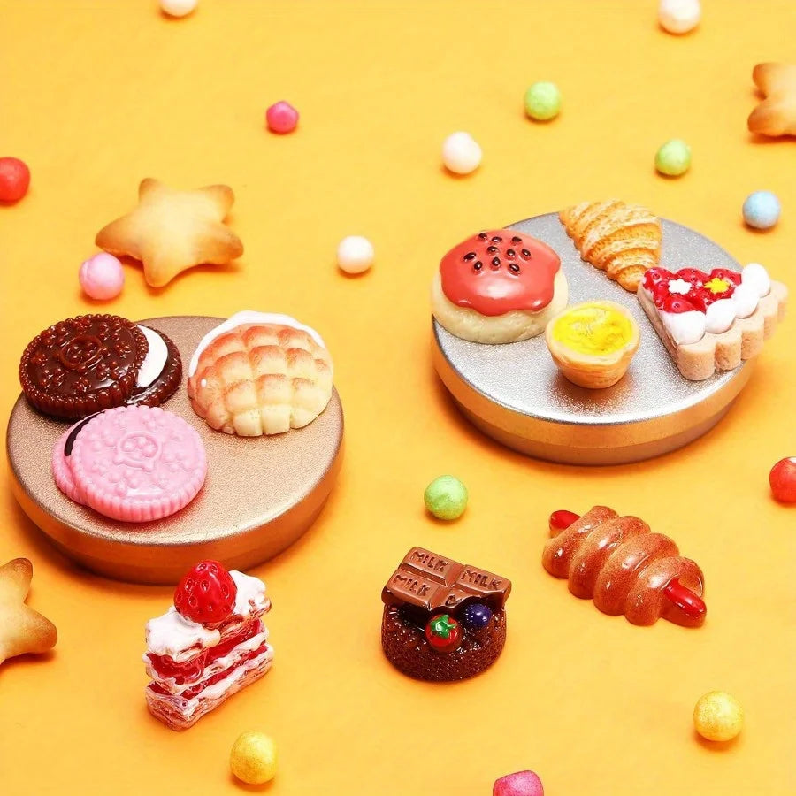 Miniature Food Toys Mixed Resin Food Dolls Kitchen Pretend Toys Suitable for Dollhouse Kitchen Toys Resin Miniature Food