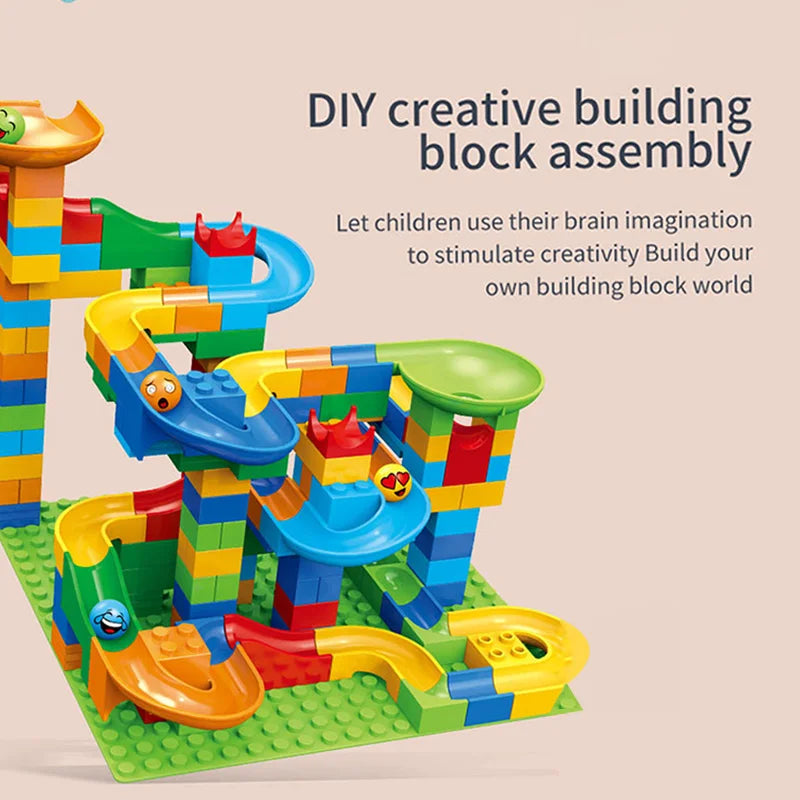 Building block rolling ball slide children's playground puzzle assembly parent-child interactive track building block toys