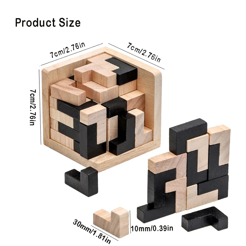3D Cube Puzzle Luban Interlocking CreativeEducational Wooden Toy Brain Mind EarlyLearning Game Gift For Children Letter 54T