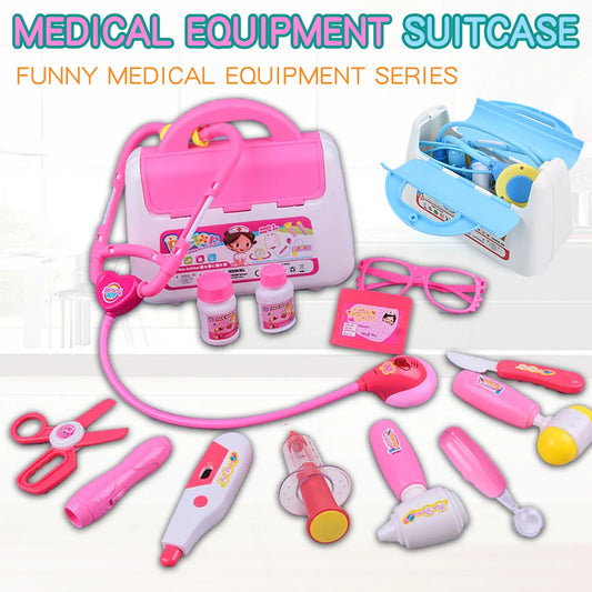 Children's 16 piece set with sound and light medicine box, doctor and nurse's simulated medical tools, family toy