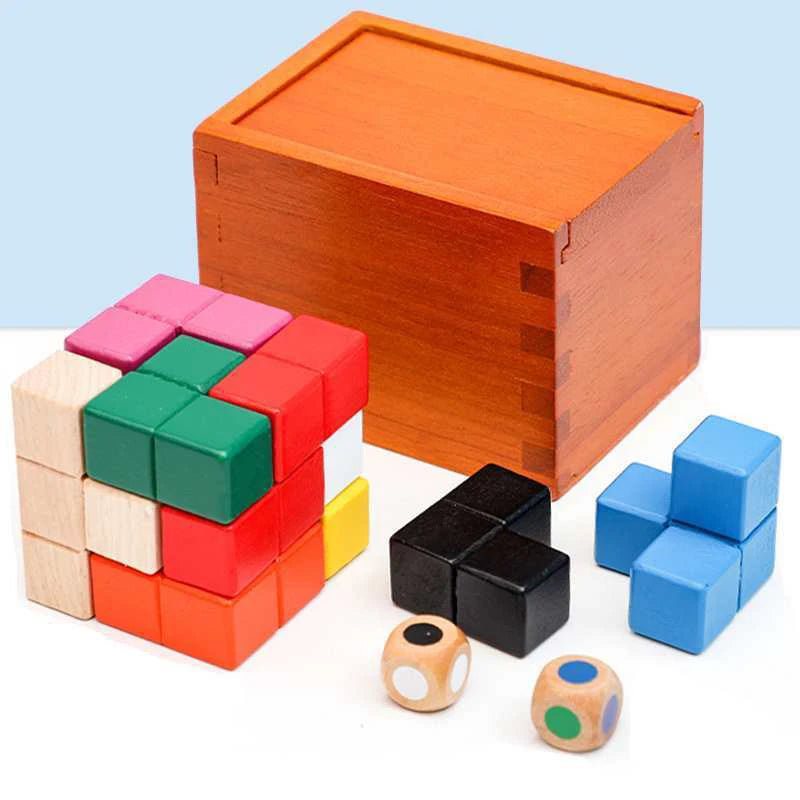 Wooden Magic Box Difficult Brain Teaser Geometric Puzzles for Adults Kids IQ Challenge Logical Thinking Games Educational Toys