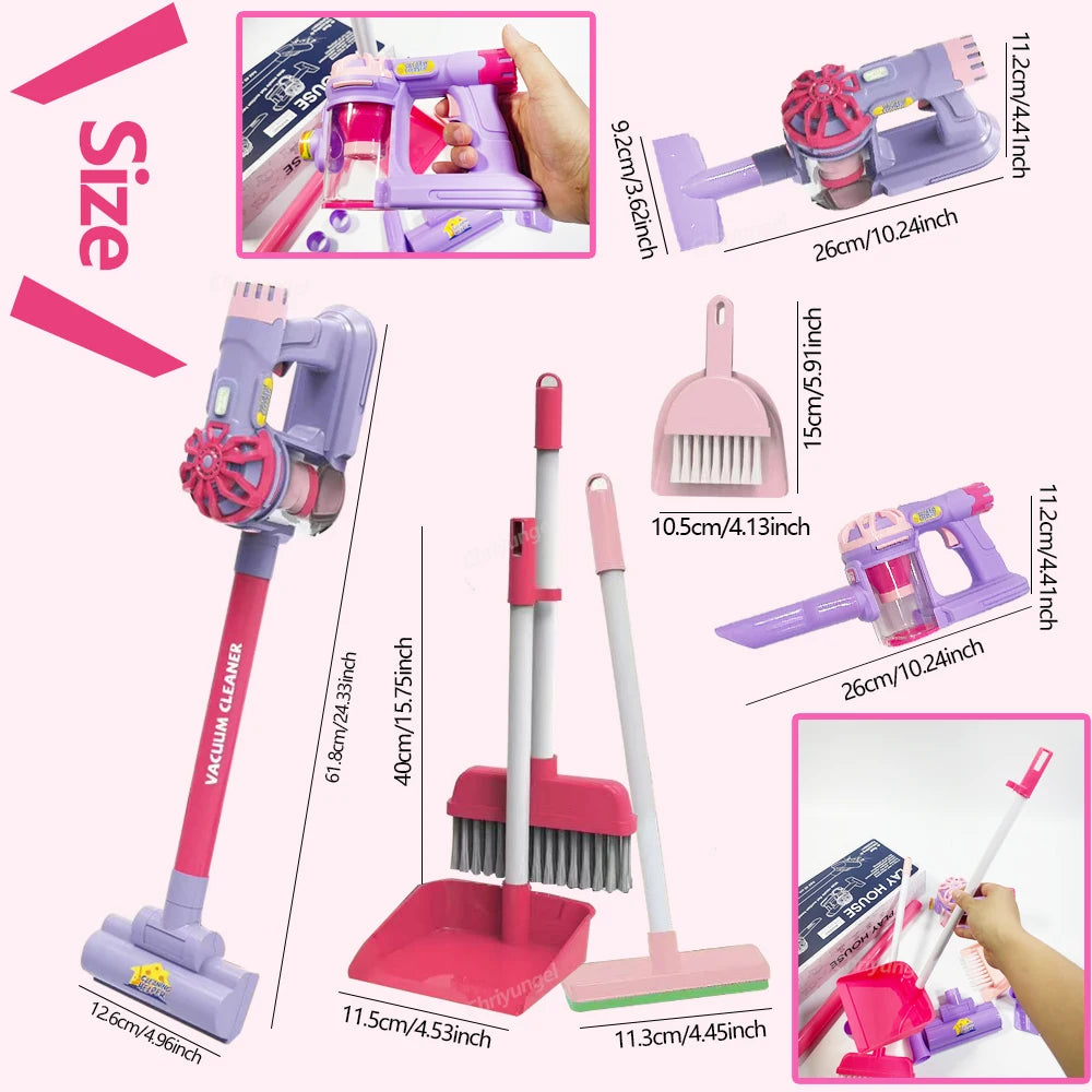 Kids Simulation Electric Vacuum Cleaner Cleaning Set for Toddlers Role Play Housekeeping Educational Toys Girl Boy Gifts