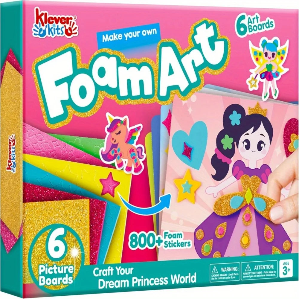 JOYFY Kids Foam Art Kit EVA Foam Stickers with 6 Art Board and 800+ Stickers DIY Arts Crafts for Boys Girls Age 3+ Birthday Gift