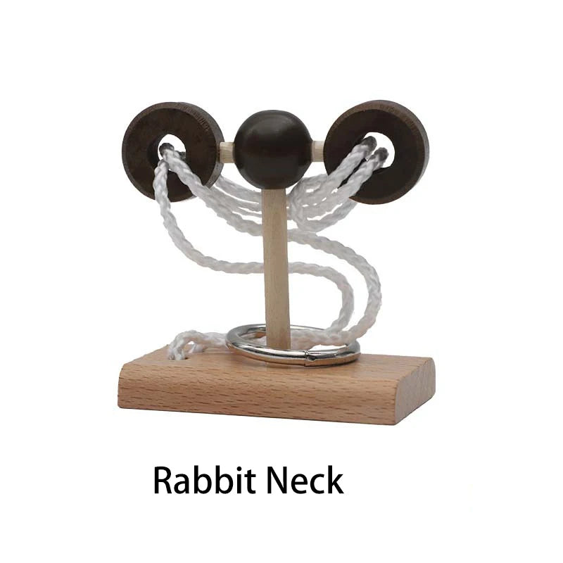 Small Brain Teaser Puzzle, Wooden Untie Rope Game, Unlocking IQ Puzzle, Party Favor Gifts for Kids Adults,Suitable for All Ages