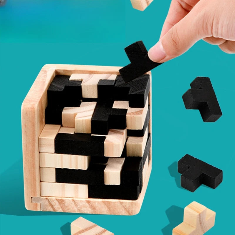 3D Cube Puzzle Luban Interlocking CreativeEducational Wooden Toy Brain Mind EarlyLearning Game Gift For Children Letter 54T