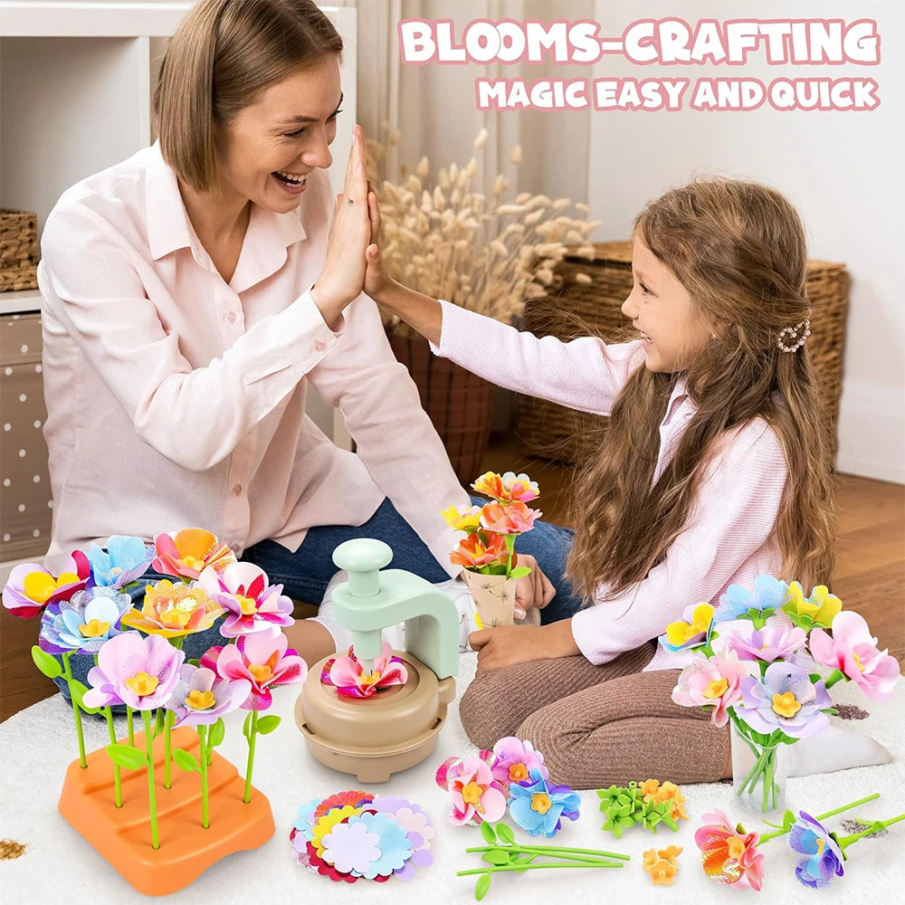 Fabric Flower Bouquets Toys DIY Craft Kits Kids-Flowers Market Toy Build Flower Bouquet Toddler Girl Educational Activity Gifts