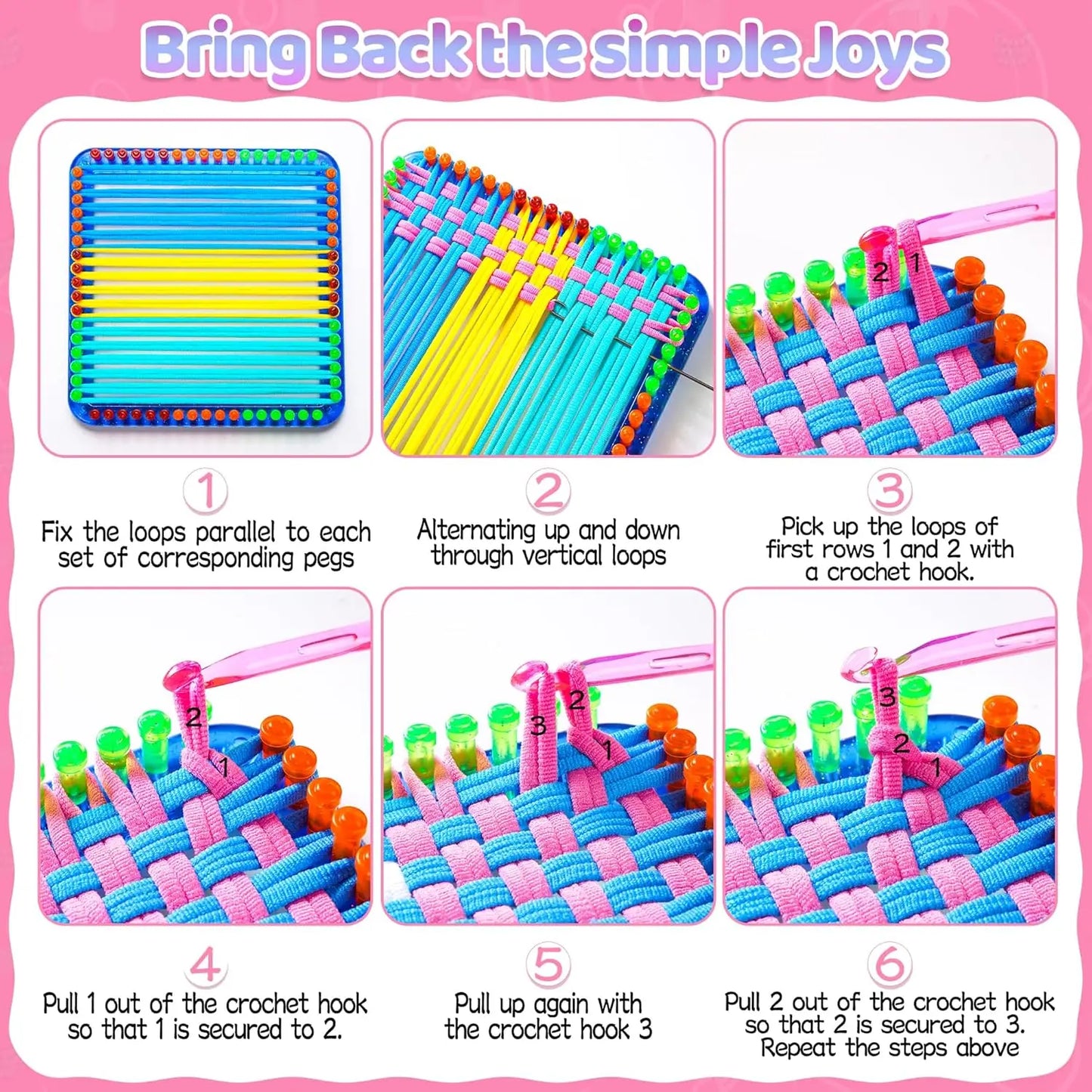 Weaving Loom Kit Toys, DIY Arts and Crafts for Kids and Adults, Ideal Gifts for Girls Ages 5 6 7 8-12 13, Easy Potholder Loom Kn