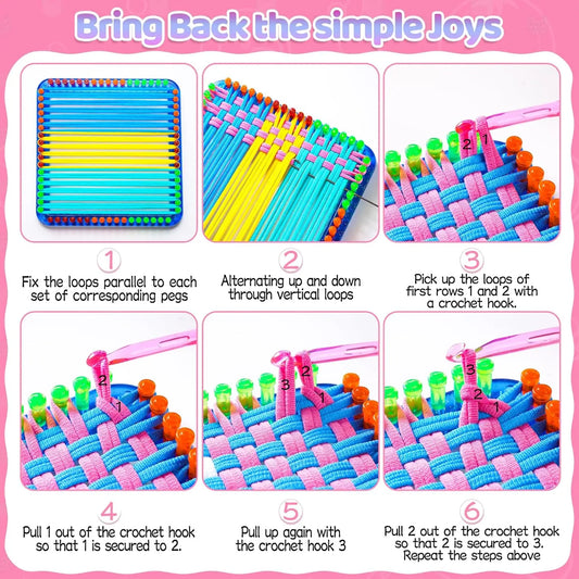 Weaving Loom Kit Toys, DIY Arts and Crafts for Kids and Adults, Ideal Gifts for Girls Ages 5 6 7 8-12 13, Easy Potholder Loom Kn