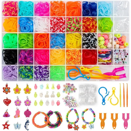 Rubber Band Bracelet Kit Colorful Loom Bracelet Making Kit with Storage Box DIY Art Craft Set with Charms Beads Christmas Gift