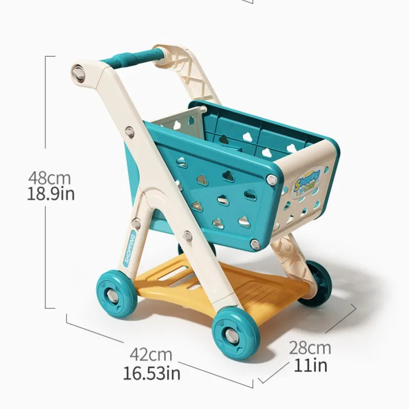 Shopping cart toy baby small trolley children play house fruit cut music kitchen supermarket men and girls Early Education toys