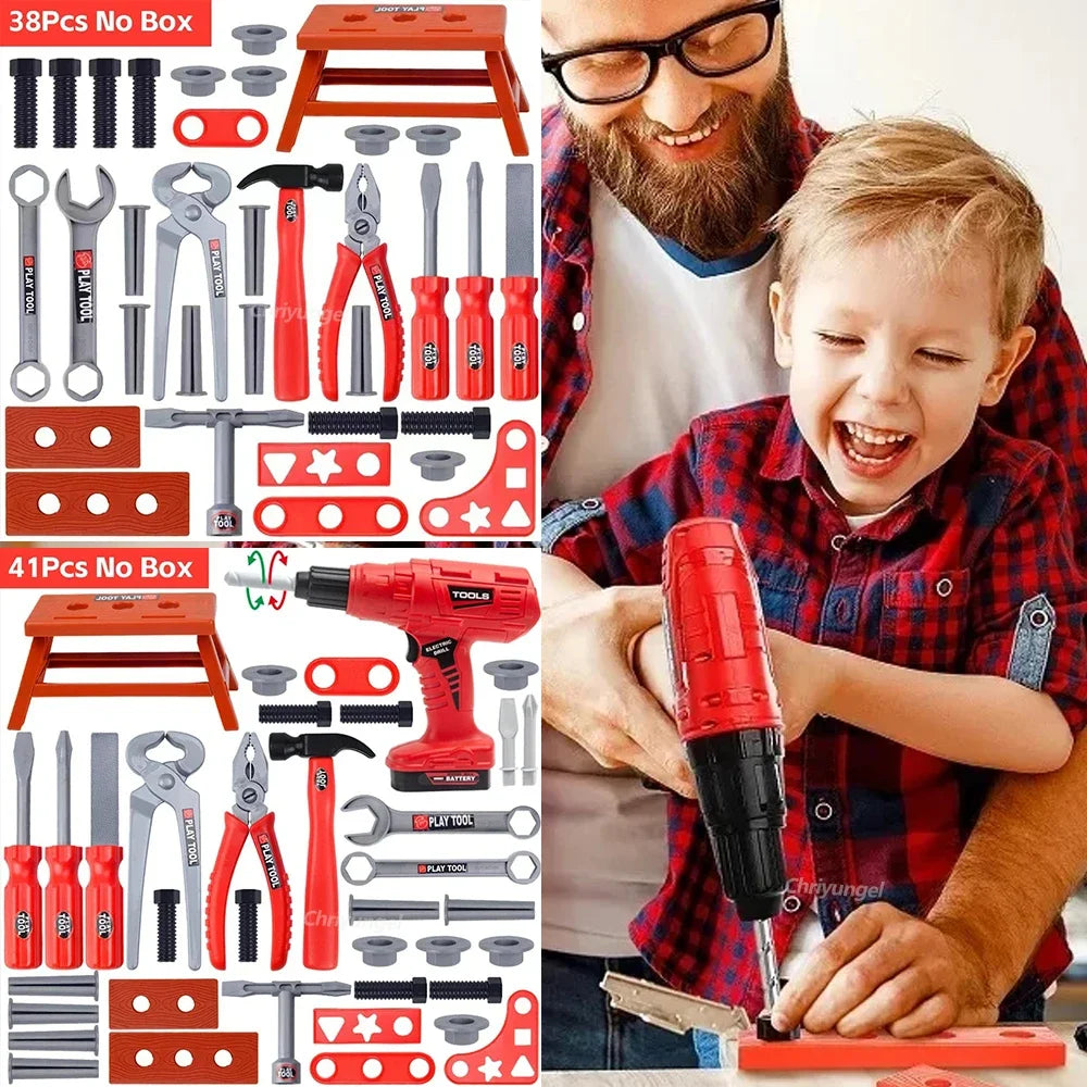 Pretend Tools Kit Toys 38/41 PCS Play Repair Tool Set Engineer Simulated Plastic Construction Toys Toddler Kids Boys Gift