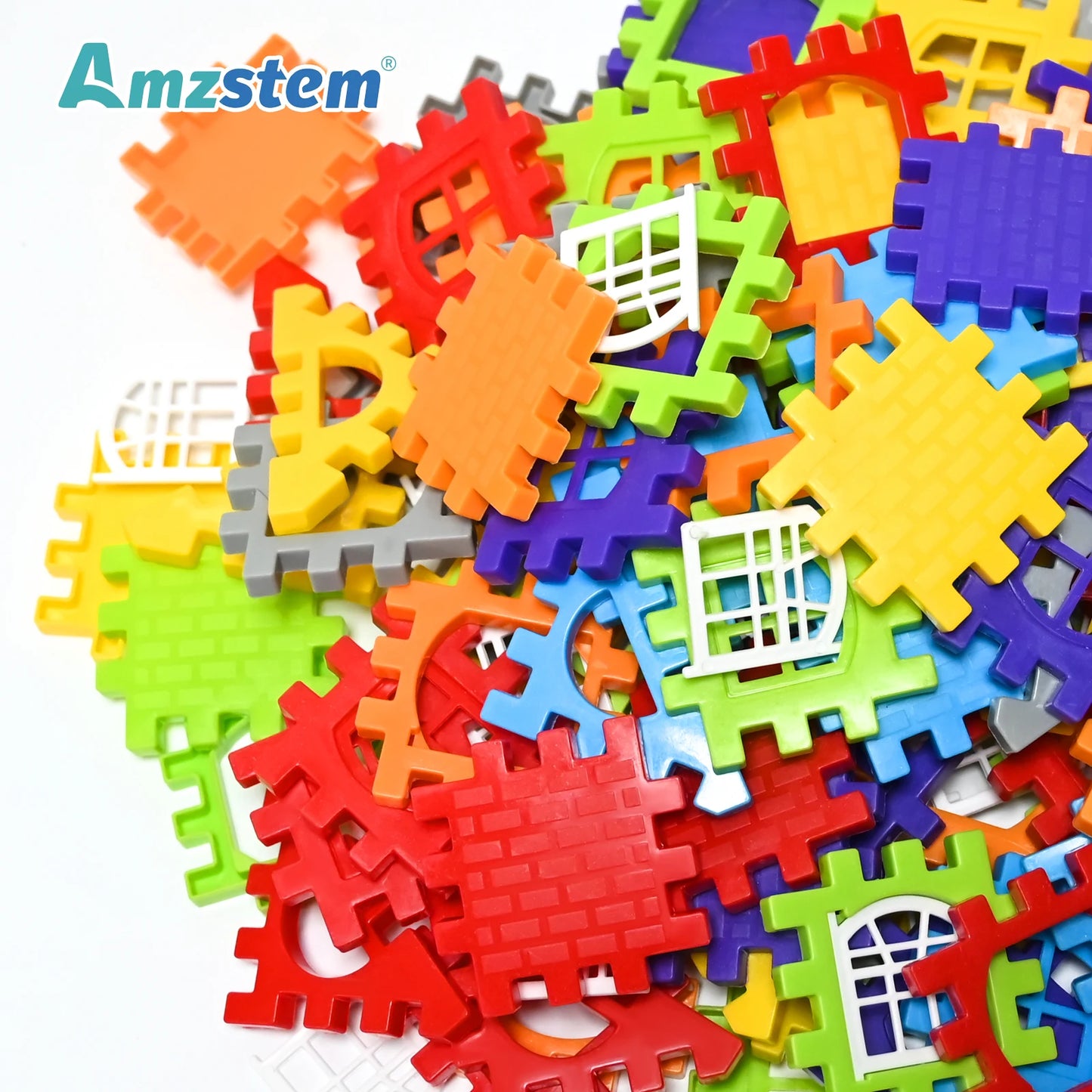 140-25PCS Large Scale House Building Blocks Simulation Window Design Construction Set Kindergarten Toys For Boys And Girls Gift