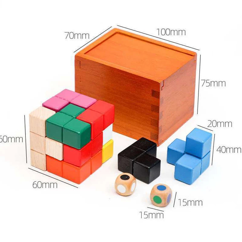 Wooden Magic Box Difficult Brain Teaser Geometric Puzzles for Adults Kids IQ Challenge Logical Thinking Games Educational Toys