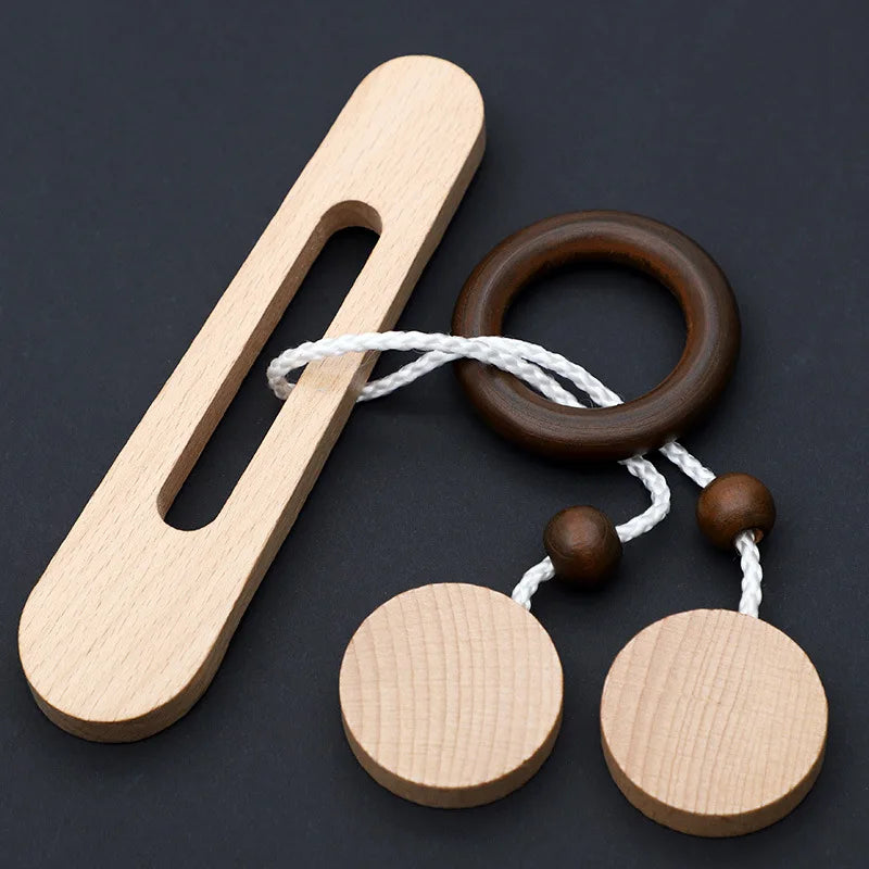 Wooden Ring Unlocking Game,Magic Ring Escape Classic Puzzle Toy, Kongming Lock Luban Lock Intelligence Toy