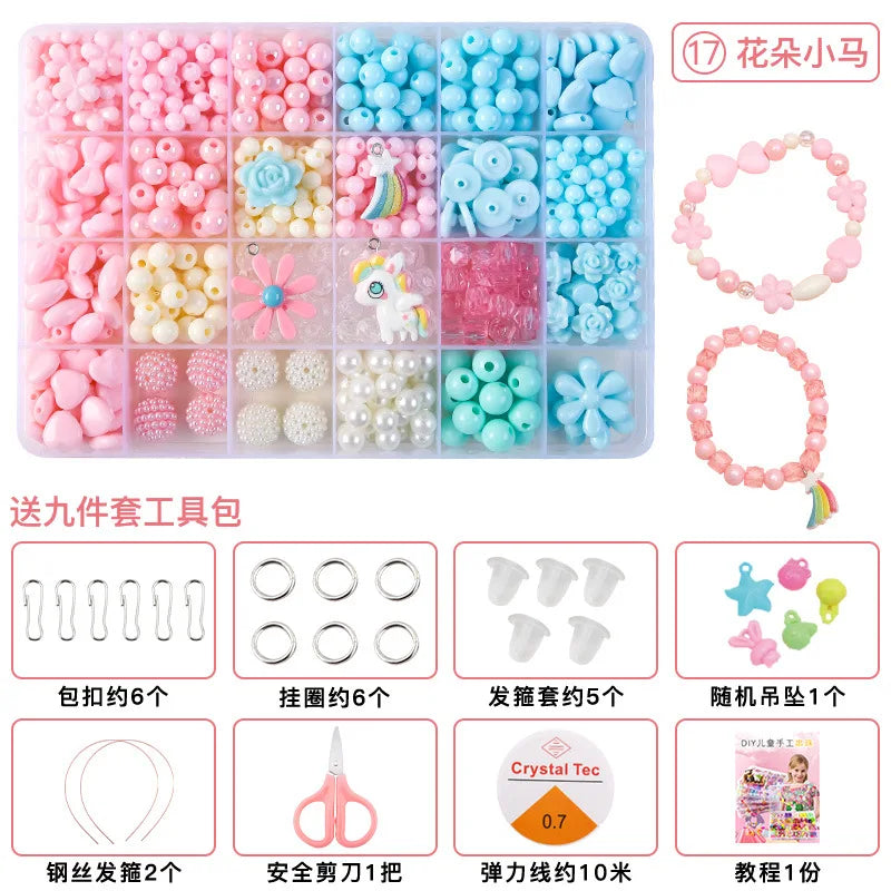 500pcs DIY Handmade Beaded Children's Toy Creative Loose Spacer Beads Crafts Making Bracelet Necklace Jewelry Kit Girl Toy Gift