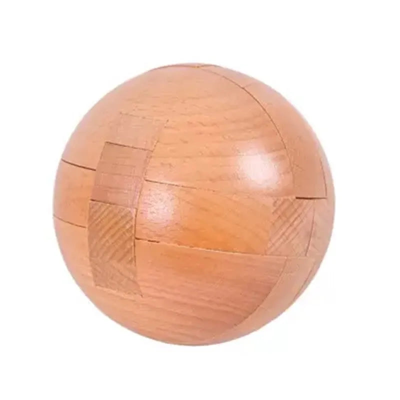 Wooden Kongming Lock,Round Ball Shaped 3D Puzzle,Brain Teasers Intelligence Toy,Sphere Puzzles for Adults And Kids