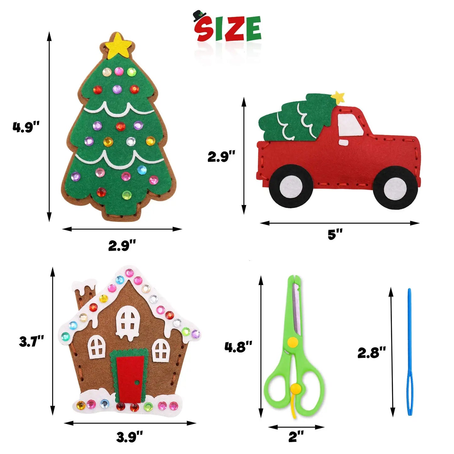 Christmas Sewing Kit for Kids Felt Christmas Ornaments Craft Supplies DIY Activity for Girls and Boys Educational Sewing Gifts