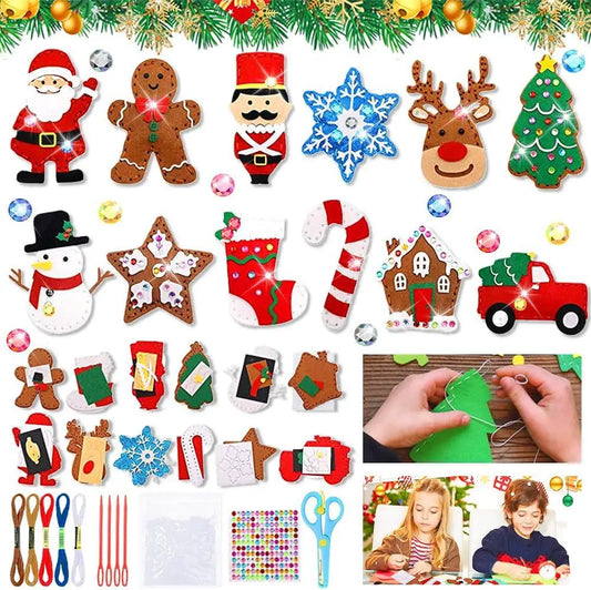 Christmas Sewing Kit for Kids Felt Christmas Ornaments Craft Supplies DIY Activity for Girls and Boys Educational Sewing Gifts