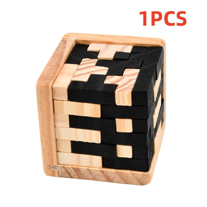 3D Cube Puzzle Luban Interlocking CreativeEducational Wooden Toy Brain Mind EarlyLearning Game Gift For Children Letter 54T
