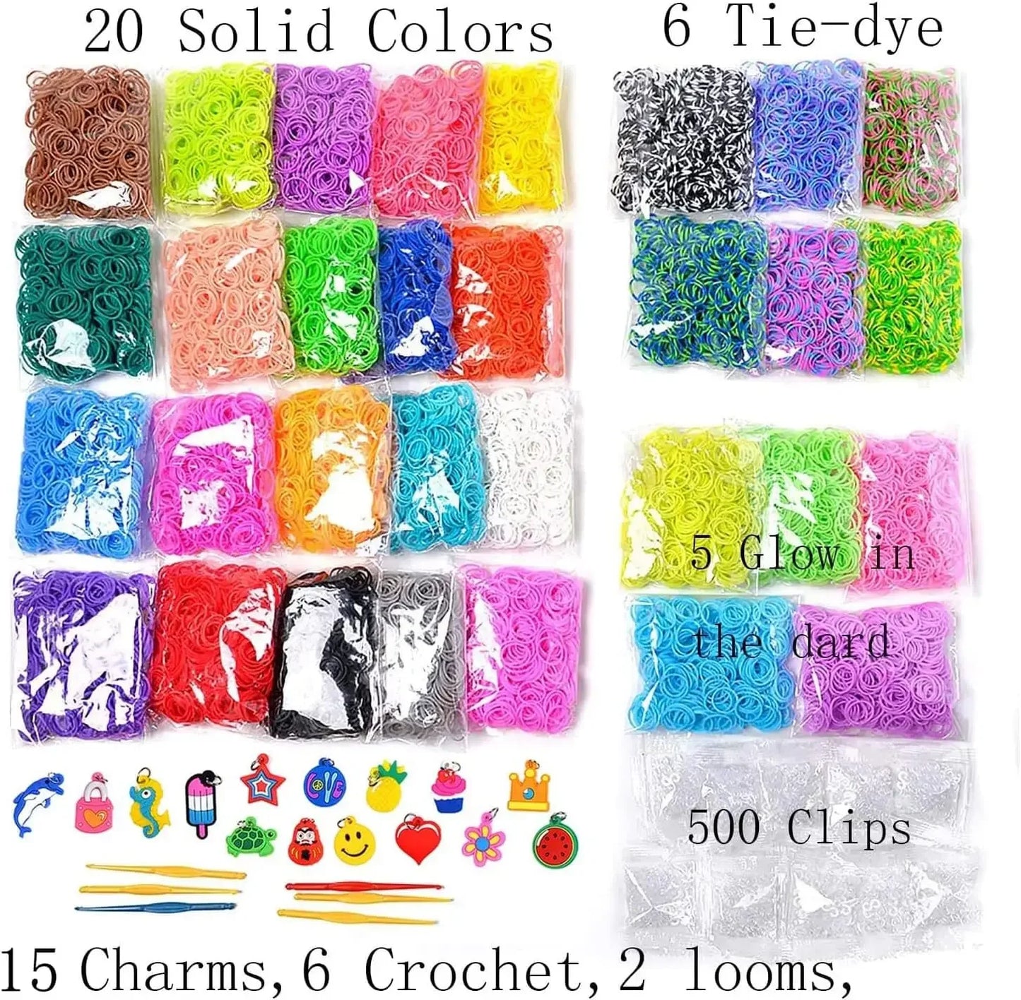 600pcs Colorful Rubber Loom Bands Refill Kit for Boy Girl DIY Craft Gift Set  Rubber Band Loom Make Bracelet Children's Toys